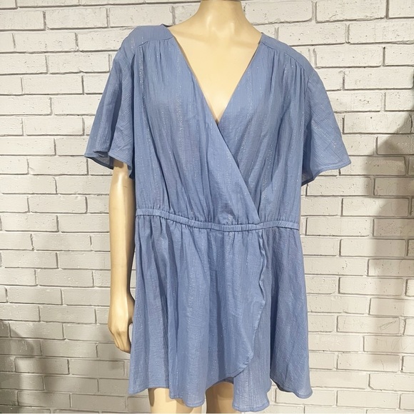 Lane Bryant Faux Wrap Flutter Top - Picture 1 of 9